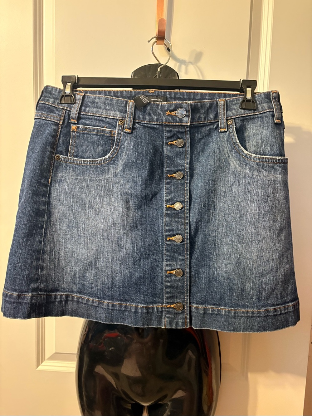INC International Concepts Blue Denim Button-Front Mini Skirt